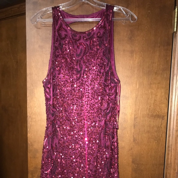 Magenta Sequin Homecoming Dress - Picture 2 of 5
